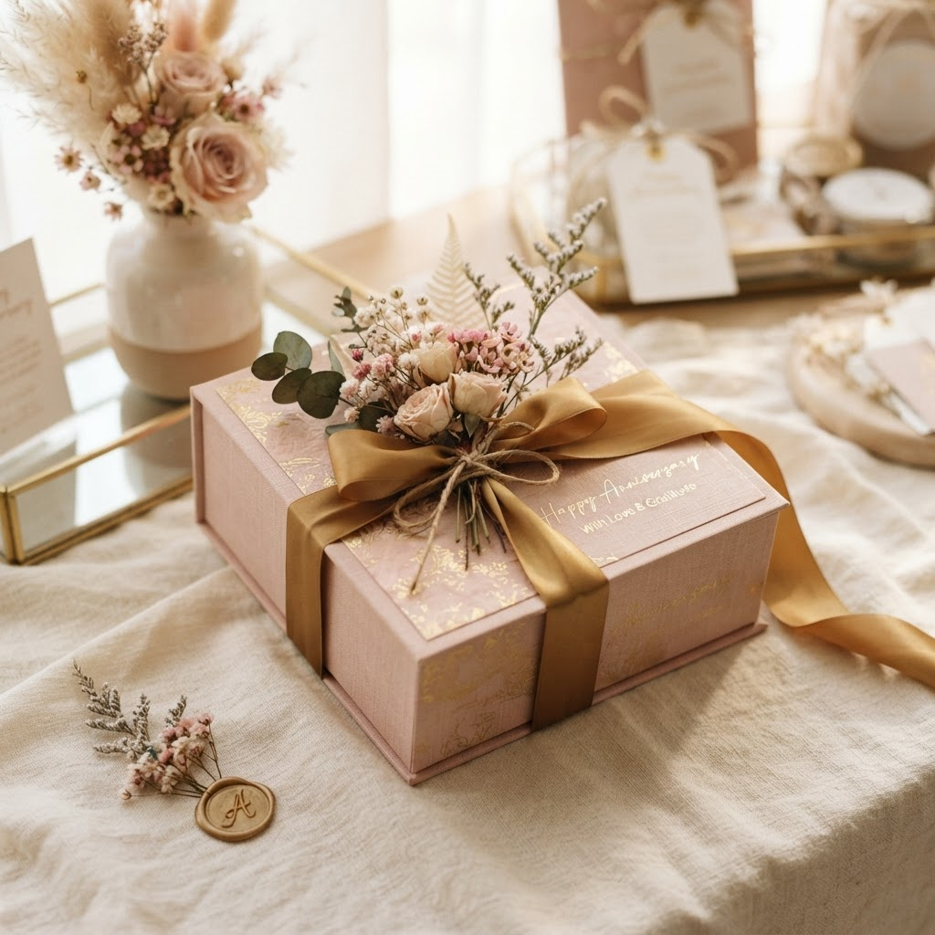 Premium Dried Floral Keepsake Box — handcrafted anniversary gift box