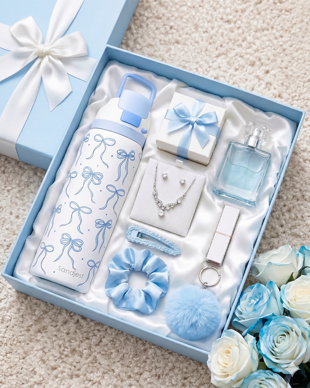 Premium Blue Jewelry Gift Set — handcrafted anniversary gift box
