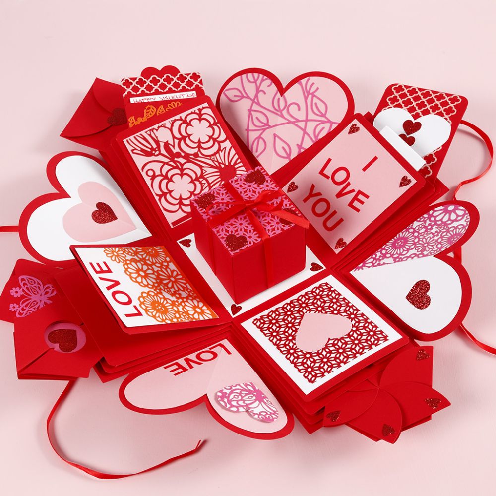 Luxury Heart Explosion Card Box — handcrafted birthday gift box