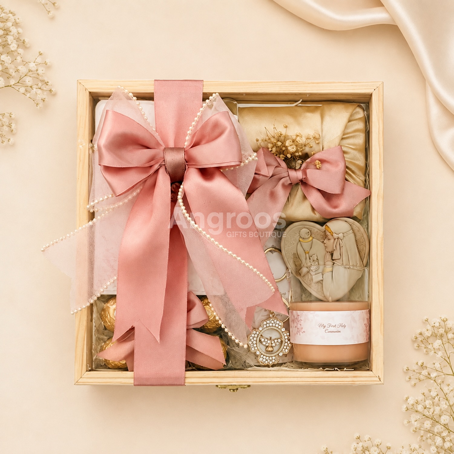 Premium Blush Ribbon Keepsake Tray — handcrafted birthday gift box