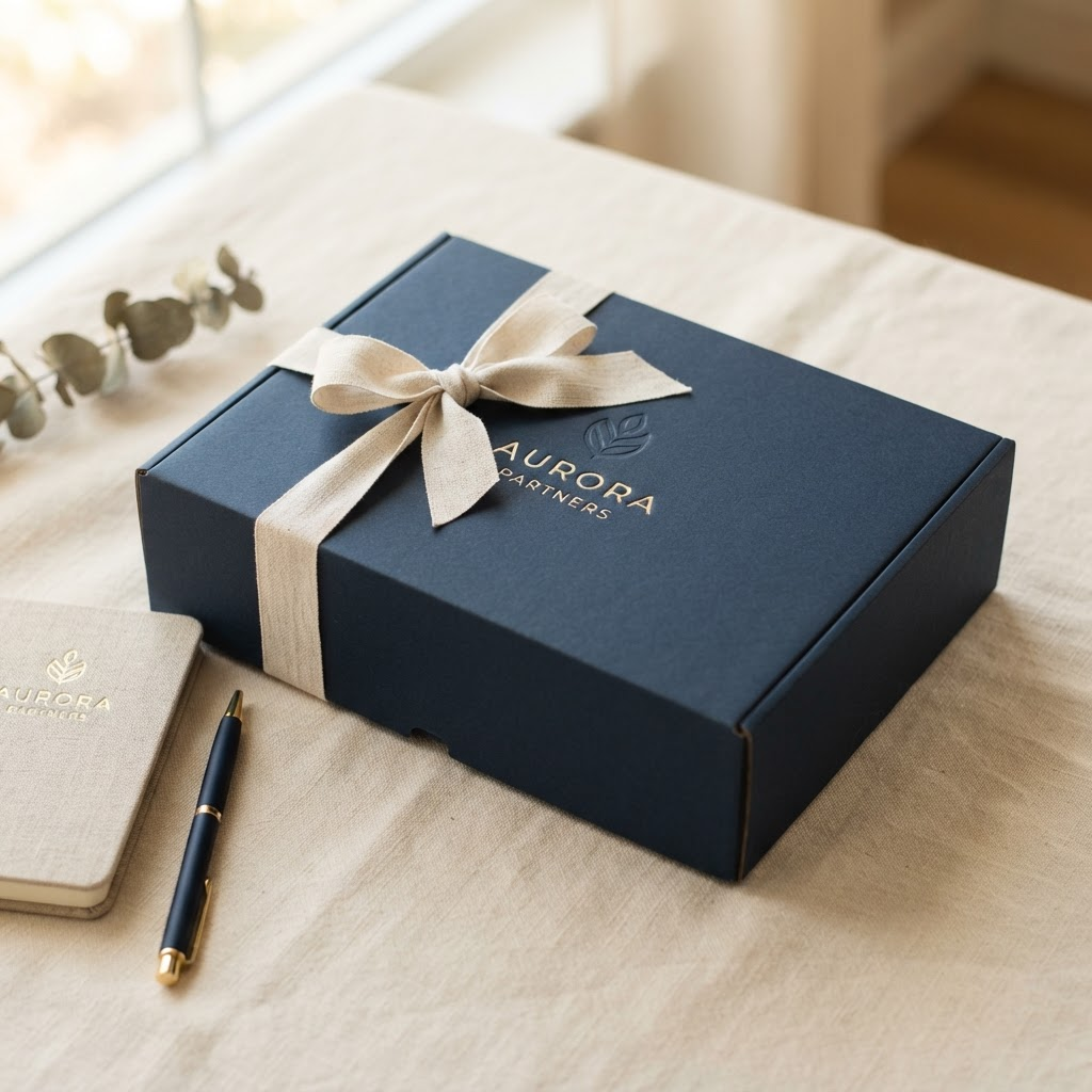 Executive Navy Magnetic Gift Box — handcrafted corporate gift box