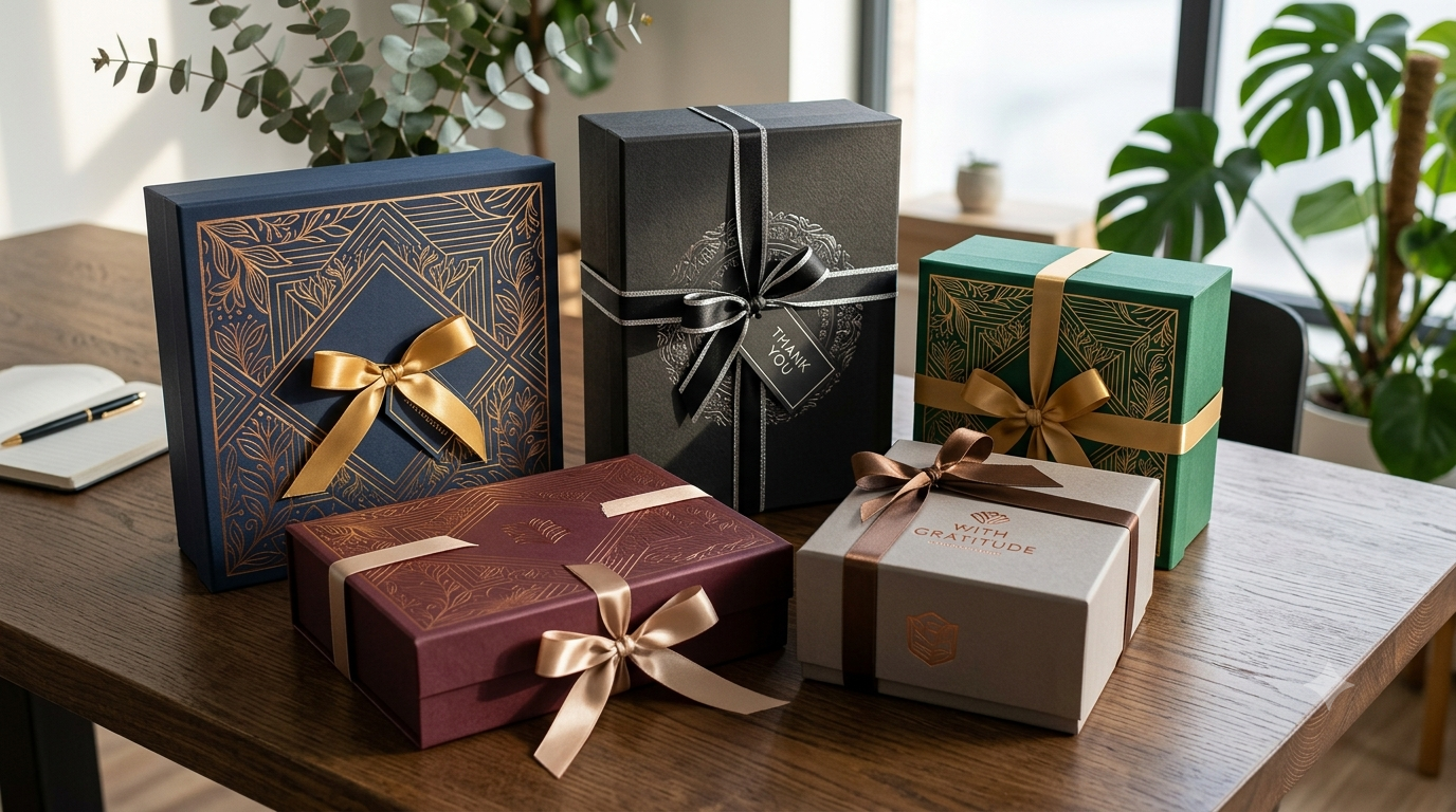 Premium Foil-Embossed Box Set — handcrafted corporate gift box