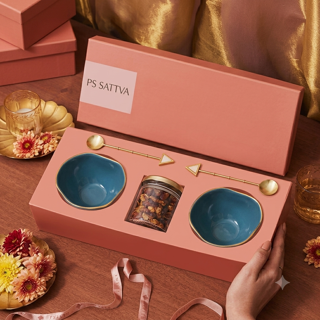 Premium Terracotta Bowl & Spoon Gift Set — handcrafted festive gift box