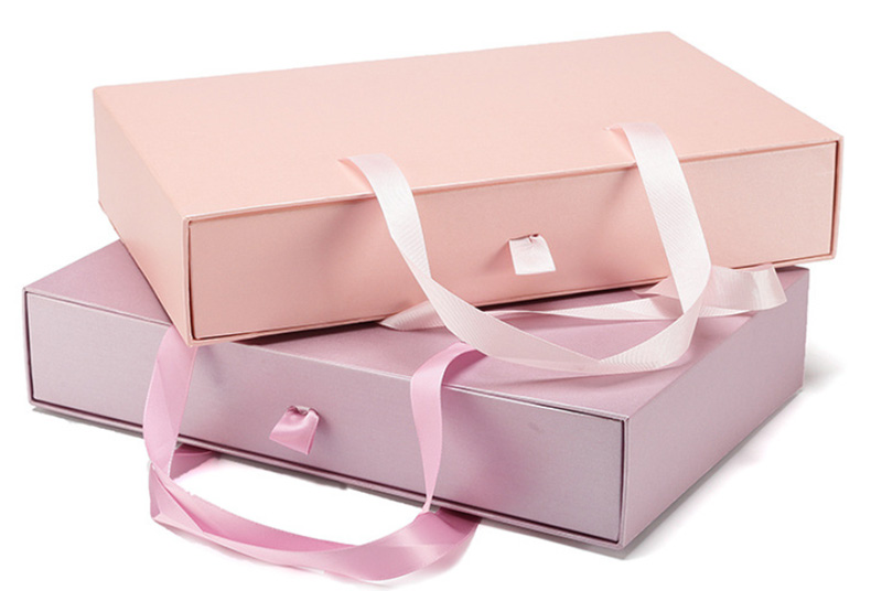 Pastel Ribbon-Handle Drawer Box Set — handcrafted festive gift box
