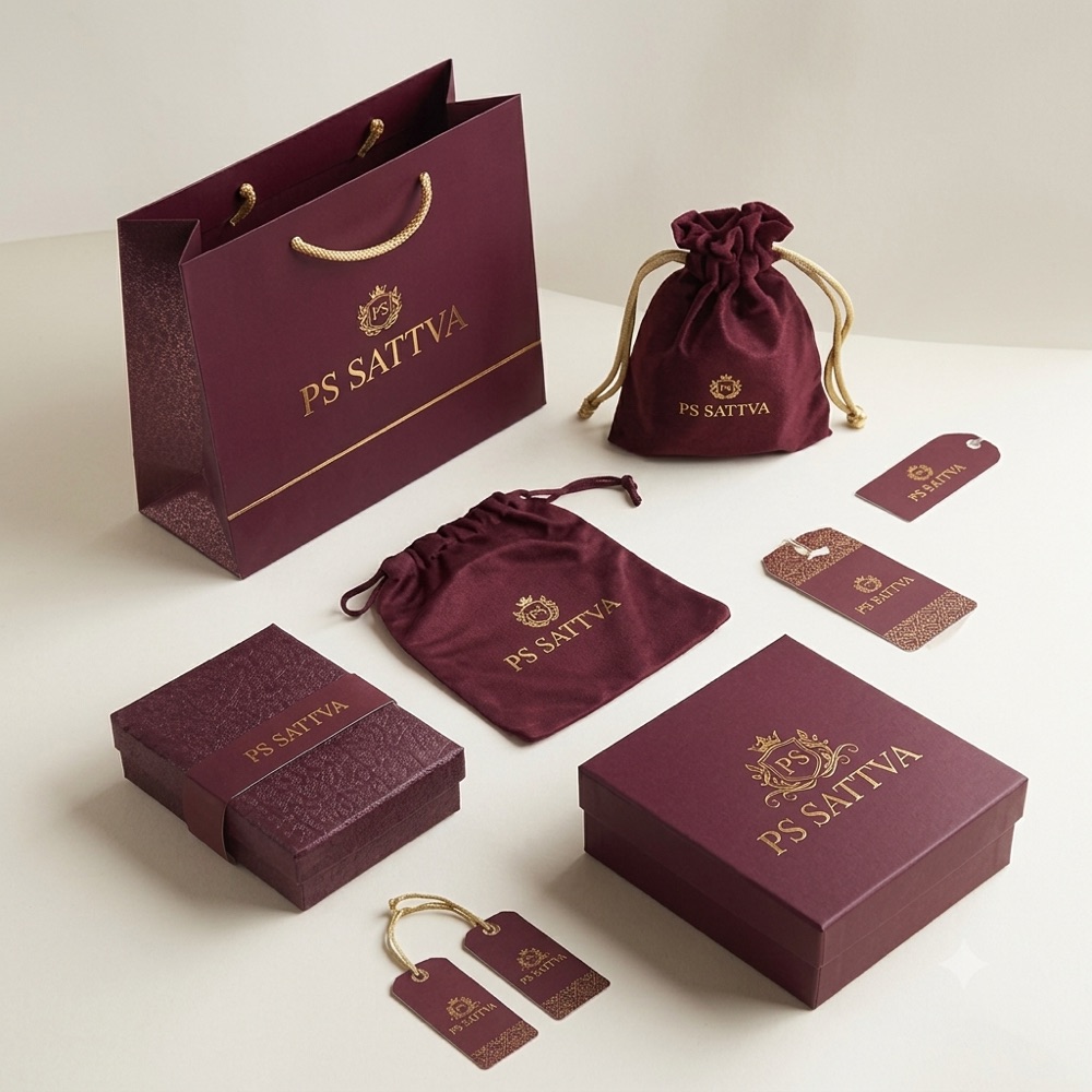Logo-branded boxes, bags and tags