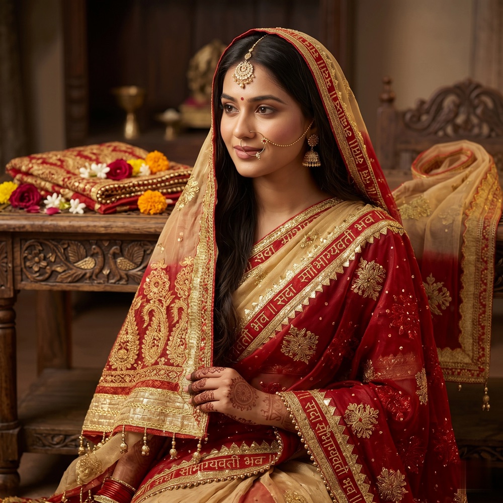 Saubhagyavati Bridal Zari Border Dupatta